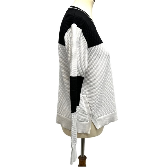Jonathan Simkhai Black & White Side Snap Colorblock Textured Sweatshirt Medium - Picture 7 of 12